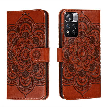 Sun Mandala Embossing Pattern Phone Leather Case with Holder & Card Slots & Wallet & Lanyard, For Xiaomi Redmi Note 11, For Xiaomi Redmi Note 11 Pro