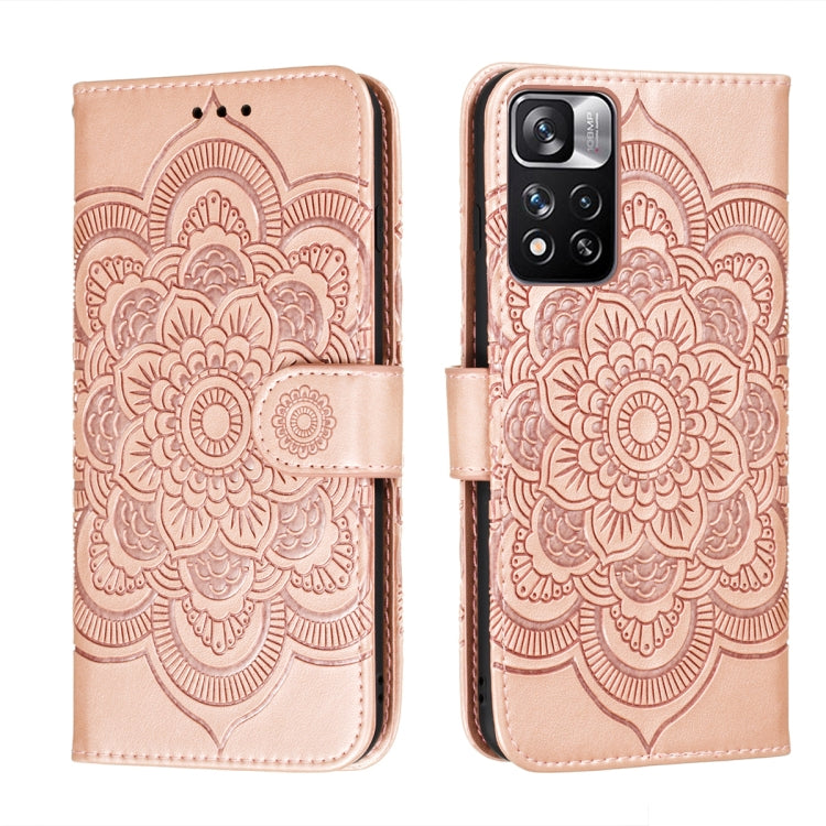 Sun Mandala Embossing Pattern Phone Leather Case with Holder & Card Slots & Wallet & Lanyard, For Xiaomi Redmi Note 11, For Xiaomi Redmi Note 11 Pro