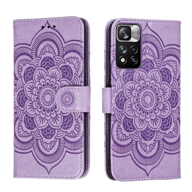 Sun Mandala Embossing Pattern Phone Leather Case with Holder & Card Slots & Wallet & Lanyard, For Xiaomi Redmi Note 11, For Xiaomi Redmi Note 11 Pro