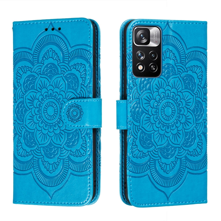 Sun Mandala Embossing Pattern Phone Leather Case with Holder & Card Slots & Wallet & Lanyard, For Xiaomi Redmi Note 11, For Xiaomi Redmi Note 11 Pro