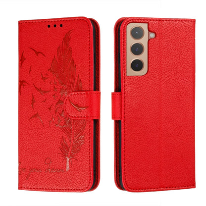 Feather Pattern Litchi Texture Leather Phone Case with Holder & Card Slots & Wallet, For Samsung Galaxy S22 5G, For Samsung Galaxy S22 Ultra 5G, For Samsung Galaxy S22+ 5G, For Xiaomi Redmi Note 11