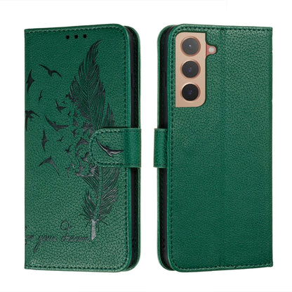 Feather Pattern Litchi Texture Leather Phone Case with Holder & Card Slots & Wallet, For Samsung Galaxy S22 5G, For Samsung Galaxy S22 Ultra 5G, For Samsung Galaxy S22+ 5G, For Xiaomi Redmi Note 11