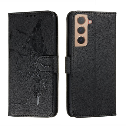 Feather Pattern Litchi Texture Leather Phone Case with Holder & Card Slots & Wallet, For Samsung Galaxy S22 5G, For Samsung Galaxy S22 Ultra 5G, For Samsung Galaxy S22+ 5G, For Xiaomi Redmi Note 11