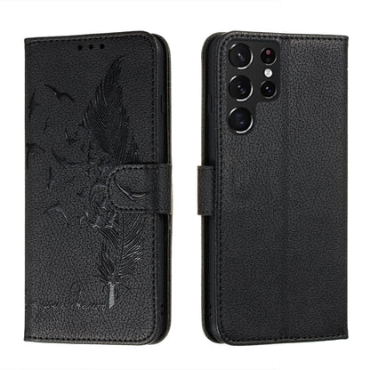 Feather Pattern Litchi Texture Leather Phone Case with Holder & Card Slots & Wallet, For Samsung Galaxy S22 5G, For Samsung Galaxy S22 Ultra 5G, For Samsung Galaxy S22+ 5G, For Xiaomi Redmi Note 11