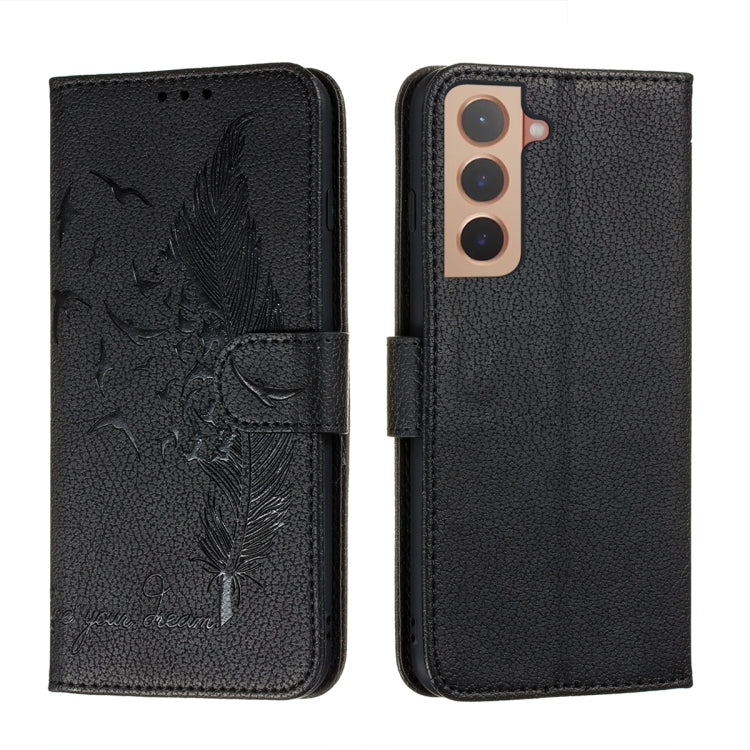 Feather Pattern Litchi Texture Leather Phone Case with Holder & Card Slots & Wallet, For Samsung Galaxy S22 5G, For Samsung Galaxy S22 Ultra 5G, For Samsung Galaxy S22+ 5G, For Xiaomi Redmi Note 11