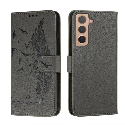 Feather Pattern Litchi Texture Leather Phone Case with Holder & Card Slots & Wallet, For Samsung Galaxy S22 5G, For Samsung Galaxy S22 Ultra 5G, For Samsung Galaxy S22+ 5G, For Xiaomi Redmi Note 11