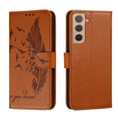 Feather Pattern Litchi Texture Leather Phone Case with Holder & Card Slots & Wallet, For Samsung Galaxy S22 5G, For Samsung Galaxy S22 Ultra 5G, For Samsung Galaxy S22+ 5G, For Xiaomi Redmi Note 11