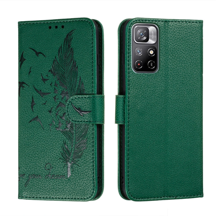 Feather Pattern Litchi Texture Leather Phone Case with Holder & Card Slots & Wallet, For Samsung Galaxy S22 5G, For Samsung Galaxy S22 Ultra 5G, For Samsung Galaxy S22+ 5G, For Xiaomi Redmi Note 11