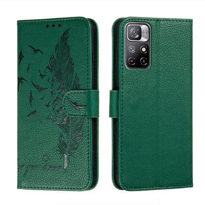 Feather Pattern Litchi Texture Leather Phone Case with Holder & Card Slots & Wallet, For Samsung Galaxy S22 5G, For Samsung Galaxy S22 Ultra 5G, For Samsung Galaxy S22+ 5G, For Xiaomi Redmi Note 11