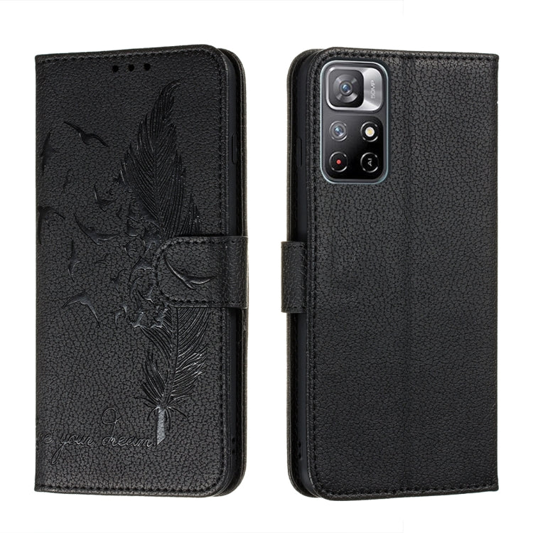 Feather Pattern Litchi Texture Leather Phone Case with Holder & Card Slots & Wallet, For Samsung Galaxy S22 5G, For Samsung Galaxy S22 Ultra 5G, For Samsung Galaxy S22+ 5G, For Xiaomi Redmi Note 11
