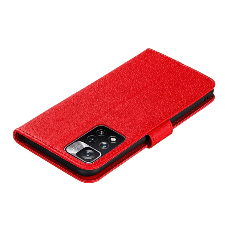 Feather Pattern Litchi Texture Leather Phone Case with Holder & Card Slots & Wallet, For Xiaomi Redmi Note 11 Pro