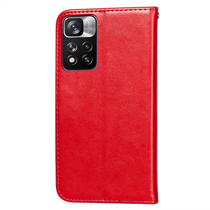 Solid Color Leather Phone Case with Holder & Card Slots & Wallet & Lanyard, For Xiaomi Redmi Note 11 Pro