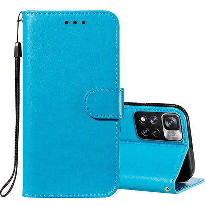 Solid Color Leather Phone Case with Holder & Card Slots & Wallet & Lanyard, For Xiaomi Redmi Note 11 Pro