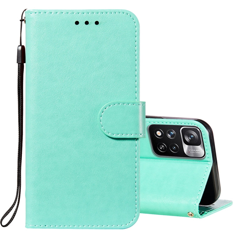 Solid Color Leather Phone Case with Holder & Card Slots & Wallet & Lanyard, For Xiaomi Redmi Note 11 Pro