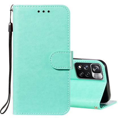 Solid Color Leather Phone Case with Holder & Card Slots & Wallet & Lanyard, For Xiaomi Redmi Note 11 Pro