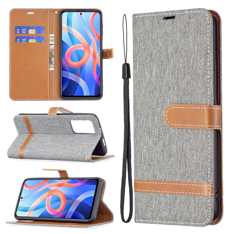 Color Matching Denim Texture Leather Phone Case with Holder & Card Slots & Wallet & Lanyard, For Xiaomi Redmi Note 11 5G