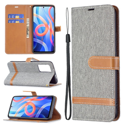 Color Matching Denim Texture Leather Phone Case with Holder & Card Slots & Wallet & Lanyard, For Xiaomi Redmi Note 11 5G