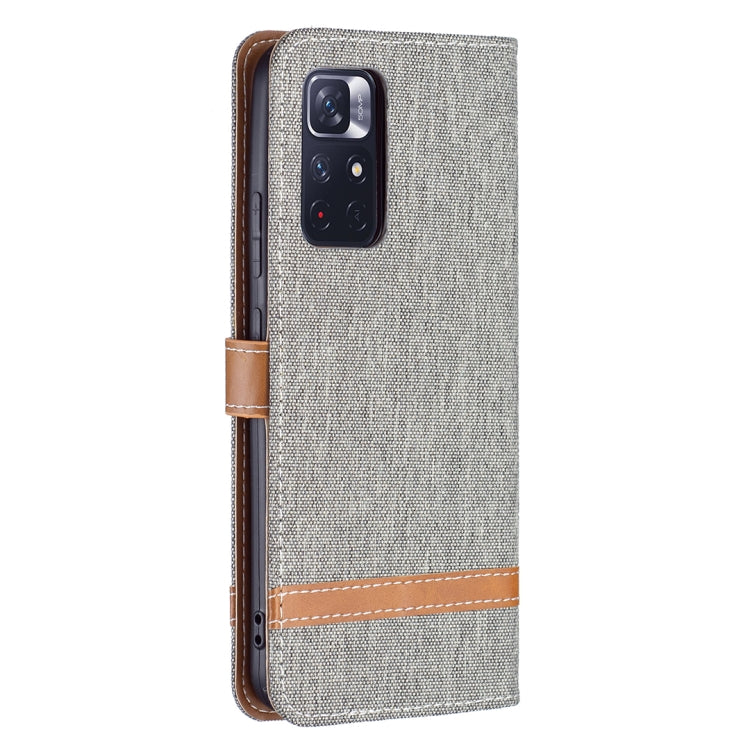 Color Matching Denim Texture Leather Phone Case with Holder & Card Slots & Wallet & Lanyard, For Xiaomi Redmi Note 11 5G