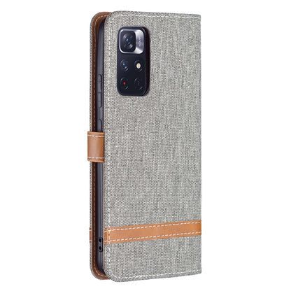 Color Matching Denim Texture Leather Phone Case with Holder & Card Slots & Wallet & Lanyard, For Xiaomi Redmi Note 11 5G