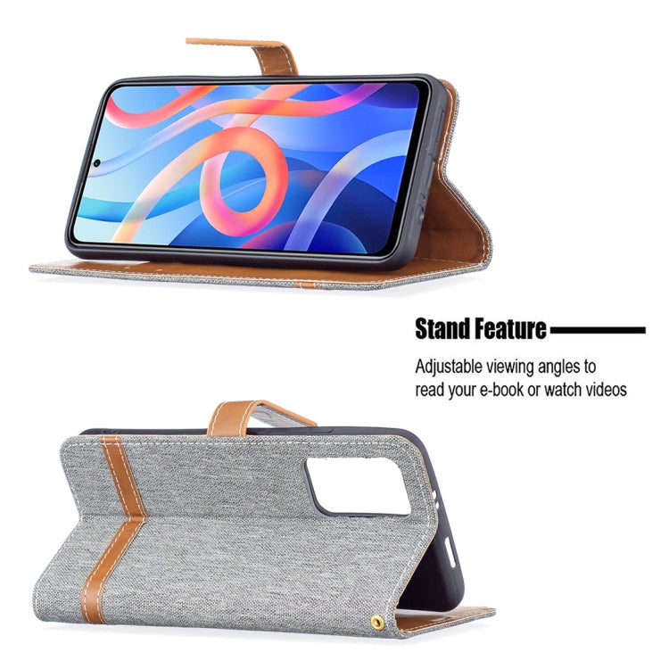 Color Matching Denim Texture Leather Phone Case with Holder & Card Slots & Wallet & Lanyard, For Xiaomi Redmi Note 11 5G