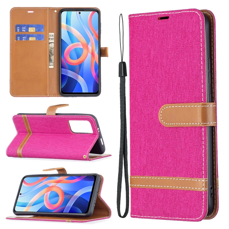 Color Matching Denim Texture Leather Phone Case with Holder & Card Slots & Wallet & Lanyard, For Xiaomi Redmi Note 11 5G