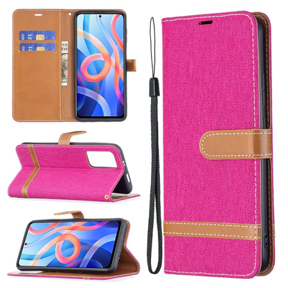 Color Matching Denim Texture Leather Phone Case with Holder & Card Slots & Wallet & Lanyard, For Xiaomi Redmi Note 11 5G