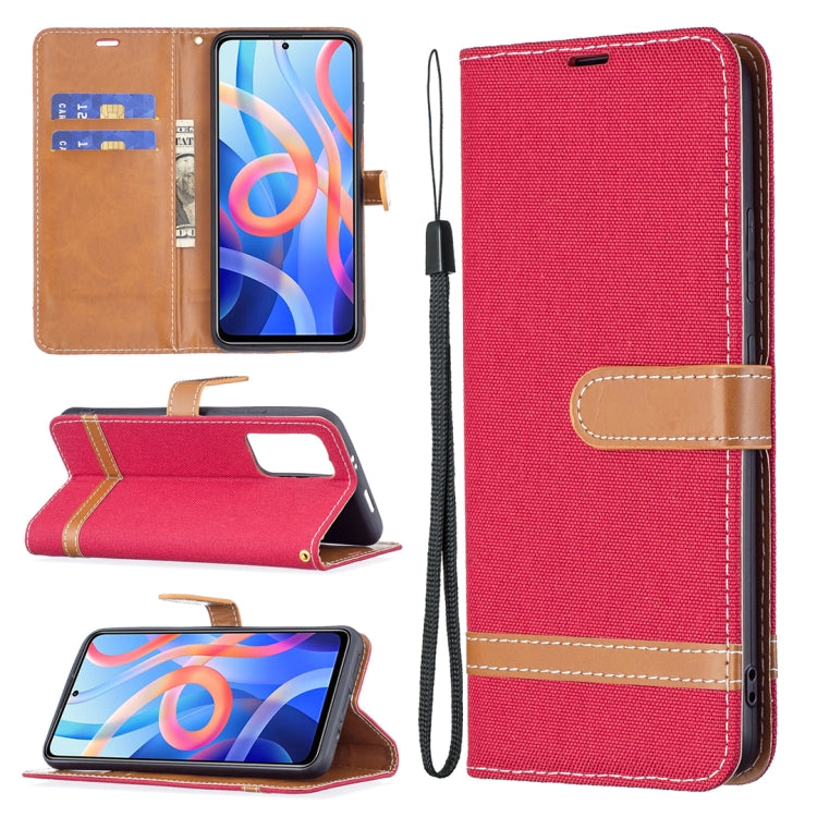 Color Matching Denim Texture Leather Phone Case with Holder & Card Slots & Wallet & Lanyard, For Xiaomi Redmi Note 11 5G