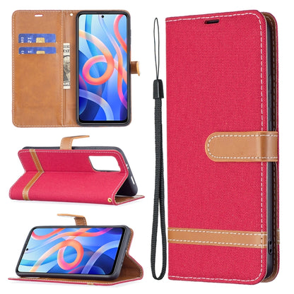 Color Matching Denim Texture Leather Phone Case with Holder & Card Slots & Wallet & Lanyard, For Xiaomi Redmi Note 11 5G