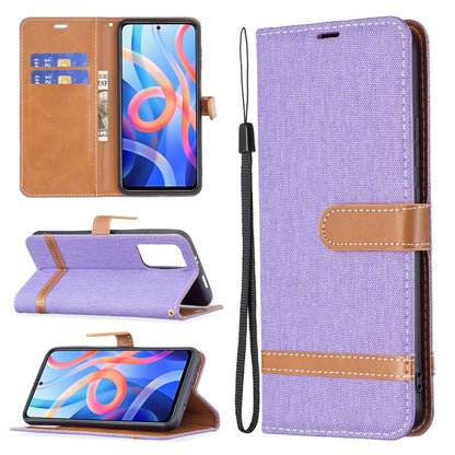 Color Matching Denim Texture Leather Phone Case with Holder & Card Slots & Wallet & Lanyard, For Xiaomi Redmi Note 11 5G