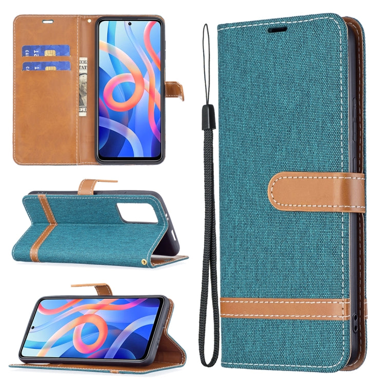 Color Matching Denim Texture Leather Phone Case with Holder & Card Slots & Wallet & Lanyard, For Xiaomi Redmi Note 11 5G
