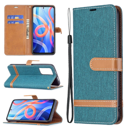 Color Matching Denim Texture Leather Phone Case with Holder & Card Slots & Wallet & Lanyard, For Xiaomi Redmi Note 11 5G