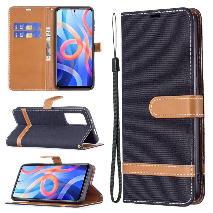 Color Matching Denim Texture Leather Phone Case with Holder & Card Slots & Wallet & Lanyard, For Xiaomi Redmi Note 11 5G