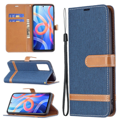 Color Matching Denim Texture Leather Phone Case with Holder & Card Slots & Wallet & Lanyard, For Xiaomi Redmi Note 11 5G
