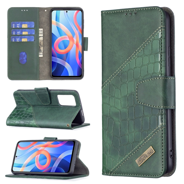 Matching Color Crocodile Texture Horizontal Flip Leather Phone Case with Wallet & Holder & Card Slots, For Xiaomi Redmi Note 11 5G