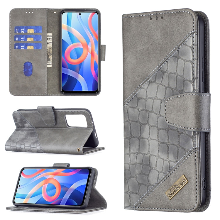 Matching Color Crocodile Texture Horizontal Flip Leather Phone Case with Wallet & Holder & Card Slots, For Xiaomi Redmi Note 11 5G