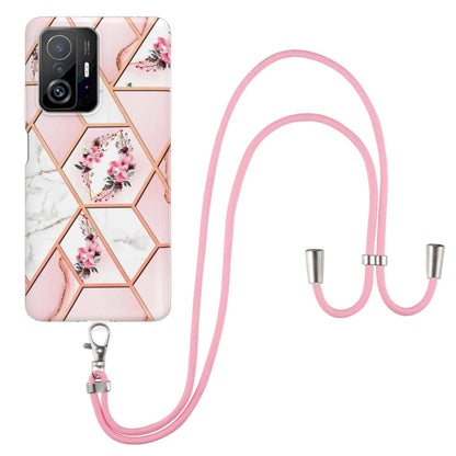 Electroplating Splicing Marble Flower TPU Phone Case with Lanyard, For Xiaomi Mi 11T / Mi 11T Pro, For Xiaomi Redmi 10, For Samsung Galaxy A13 5G