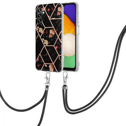 Electroplating Splicing Marble Flower TPU Phone Case with Lanyard, For Xiaomi Mi 11T / Mi 11T Pro, For Xiaomi Redmi 10, For Samsung Galaxy A13 5G