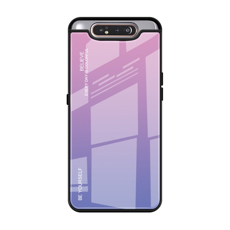 Gradient Color Glass Case, For Galaxy A80, For OPPO A9 (2020), For OPPO F3