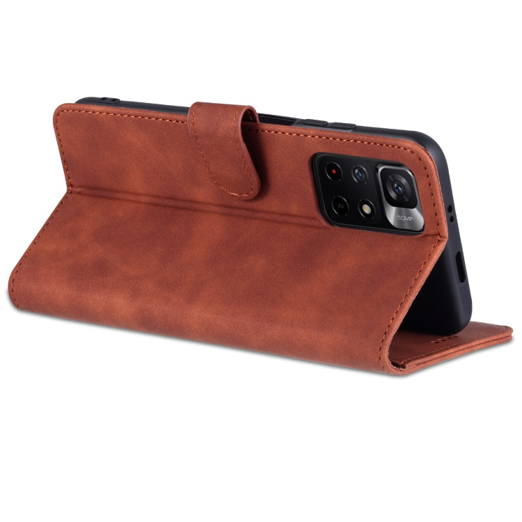 AZNS Skin Feel Calf Texture Horizontal Flip Leather Phone Case with Card Slots & Holder & Wallet, For Xiaomi Redmi Note 11 / Poco M4 Pro 5G