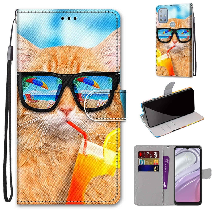 Coloured Drawing Cross Texture Horizontal Flip Leather Phone Case with Holder & Card Slots & Wallet & Lanyard, For Motorola Moto G10/G20/G30