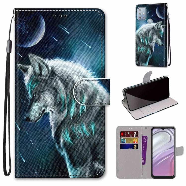 Coloured Drawing Cross Texture Horizontal Flip Leather Phone Case with Holder & Card Slots & Wallet & Lanyard, For Motorola Moto G10/G20/G30