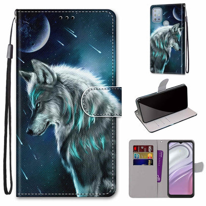 Coloured Drawing Cross Texture Horizontal Flip Leather Phone Case with Holder & Card Slots & Wallet & Lanyard, For Motorola Moto G10/G20/G30
