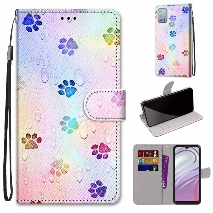 Coloured Drawing Cross Texture Horizontal Flip Leather Phone Case with Holder & Card Slots & Wallet & Lanyard, For Motorola Moto G10/G20/G30
