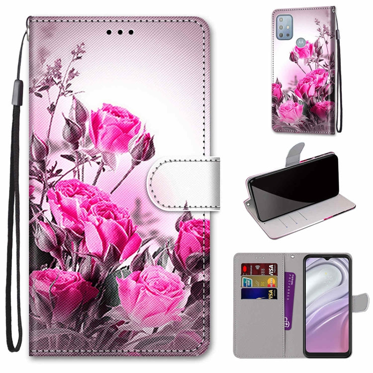 Coloured Drawing Cross Texture Horizontal Flip Leather Phone Case with Holder & Card Slots & Wallet & Lanyard, For Motorola Moto G10/G20/G30