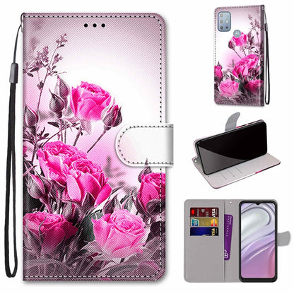 Coloured Drawing Cross Texture Horizontal Flip Leather Phone Case with Holder & Card Slots & Wallet & Lanyard, For Motorola Moto G10/G20/G30