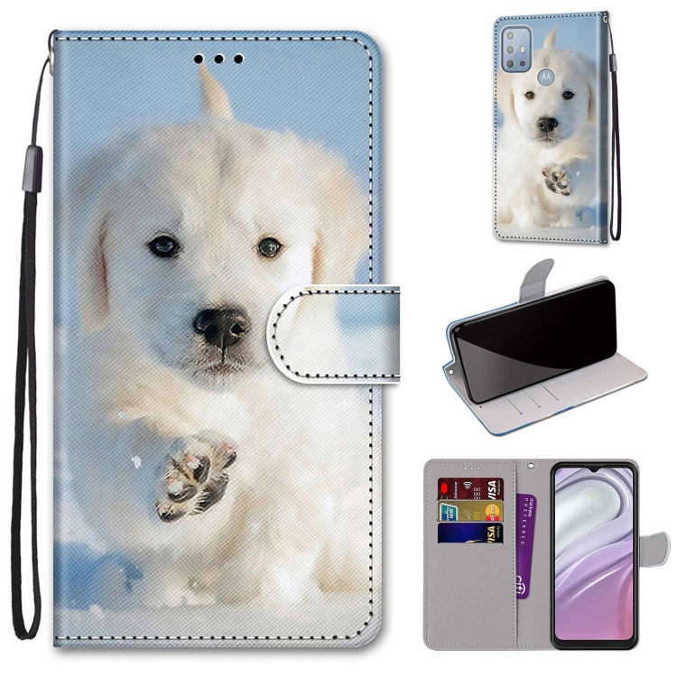 Coloured Drawing Cross Texture Horizontal Flip Leather Phone Case with Holder & Card Slots & Wallet & Lanyard, For Motorola Moto G10/G20/G30