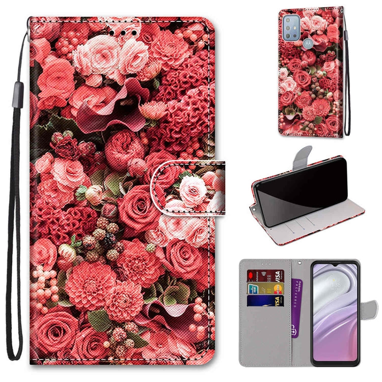Coloured Drawing Cross Texture Horizontal Flip Leather Phone Case with Holder & Card Slots & Wallet & Lanyard, For Motorola Moto G10/G20/G30