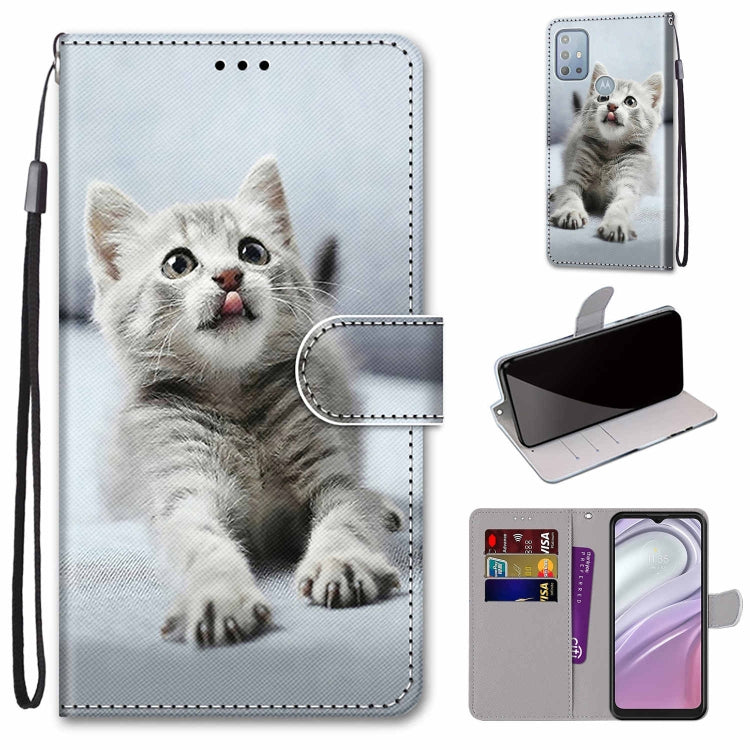 Coloured Drawing Cross Texture Horizontal Flip Leather Phone Case with Holder & Card Slots & Wallet & Lanyard, For Motorola Moto G10/G20/G30
