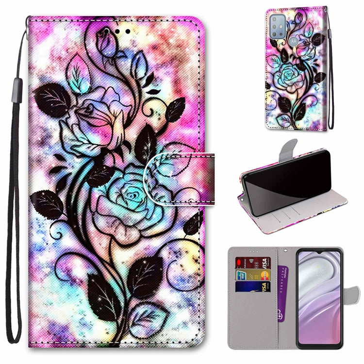 Coloured Drawing Cross Texture Horizontal Flip Leather Phone Case with Holder & Card Slots & Wallet & Lanyard, For Motorola Moto G10/G20/G30