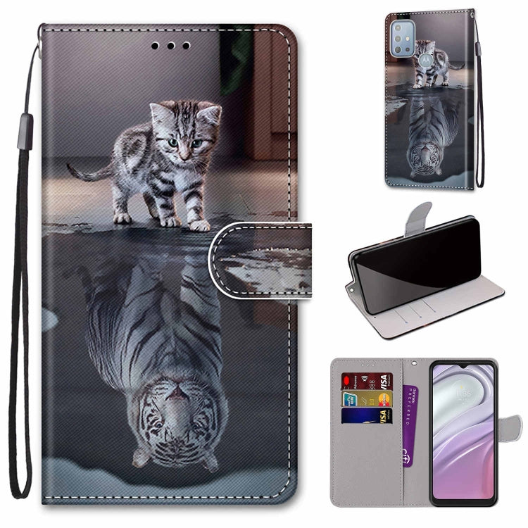 Coloured Drawing Cross Texture Horizontal Flip Leather Phone Case with Holder & Card Slots & Wallet & Lanyard, For Motorola Moto G10/G20/G30